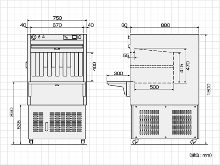 高見沢サイバネティックス オープン温度試験槽 OTC-213A外形寸法