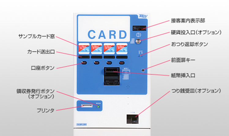 高見沢サイバネティックス 入退場管理システム カード発売機 各部の名称