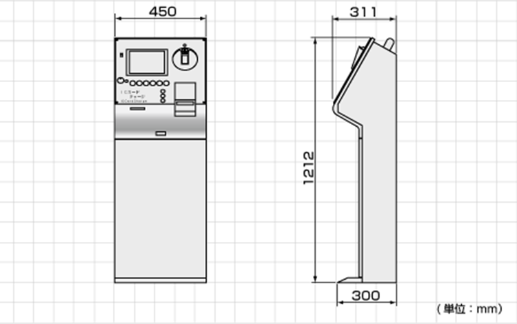 ICカード入金機 VCM-3000外形寸法図