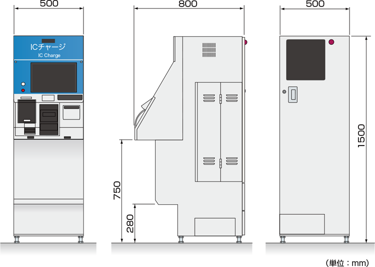 ICカード入金機　VTQ-200形寸法図