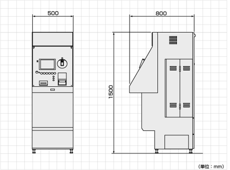 ICカード入金機 VCM-5000外形寸法図