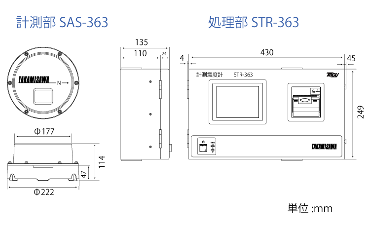 計測震度計 str363 地震計 サイズ